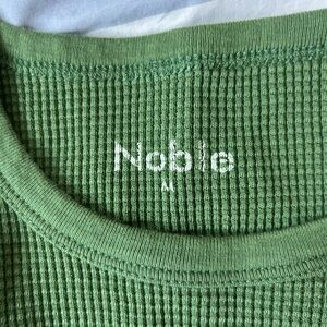 Noble Green Long Sleeve Waffle Knit Top